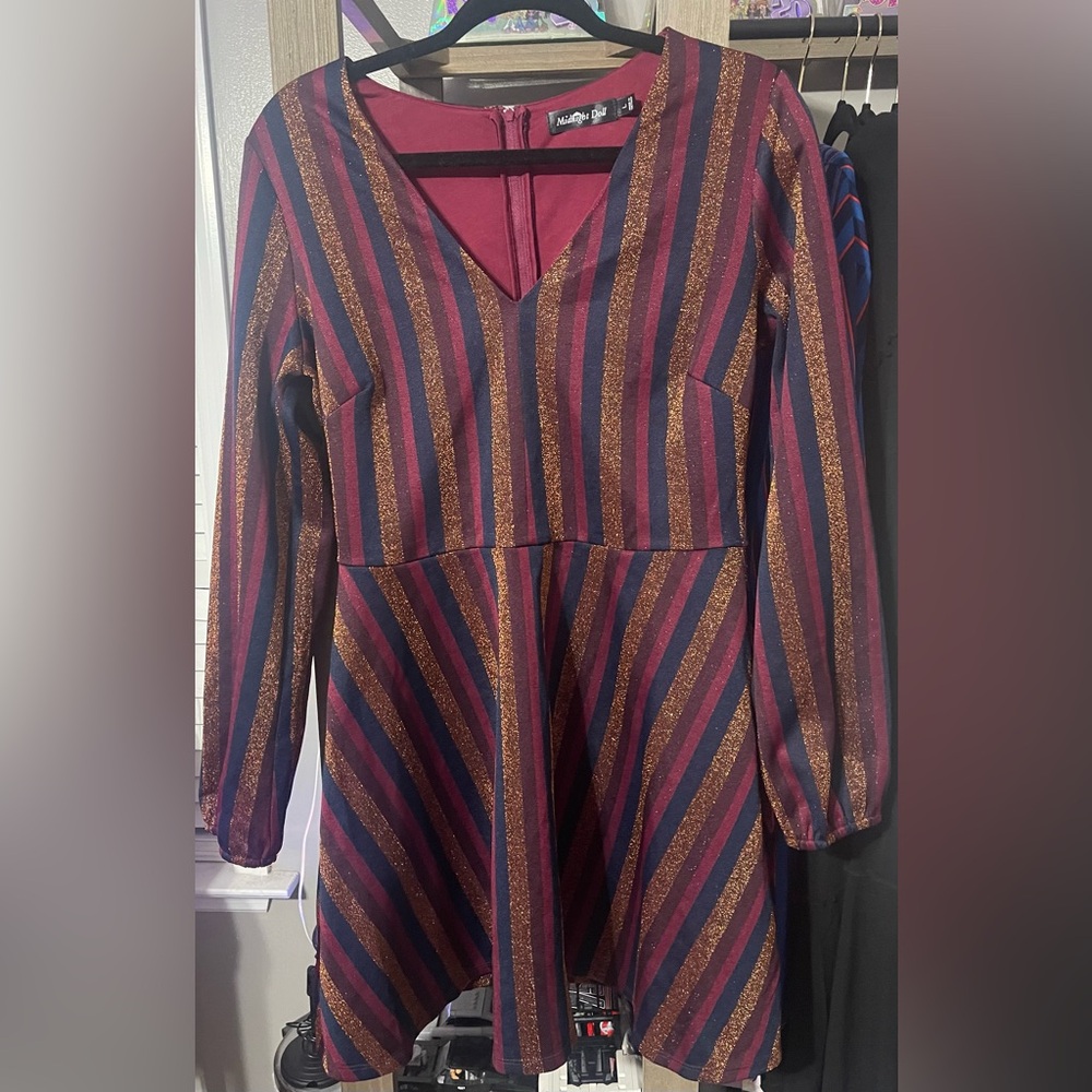 Midnight Doll stripped long sleeved dress L